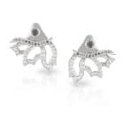 White Black Diamond Wing Earrings