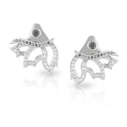White Black Diamond Wing Earrings