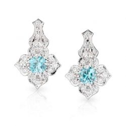 Blue Zircon Flower Studs