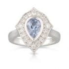 Tear Drop Blue Stone Diamond Ring