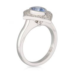 Tear Drop Blue Stone Diamond Ring