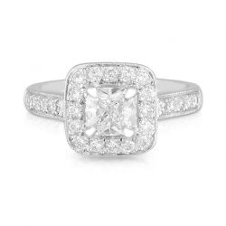 Square Radiant Halo Ring