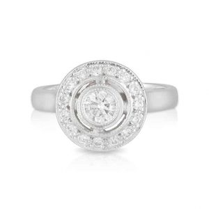 Round Diamond Bezel Halo Ring