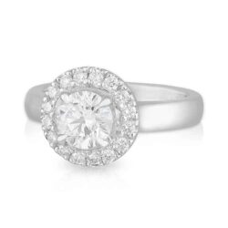 Round Diamond 4 Claw Halo Ring