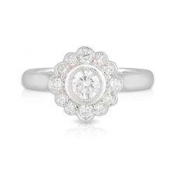 Round Bezel Diamond Daisy Ring