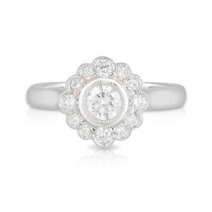 Round Bezel Diamond Daisy Ring