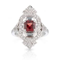 Red Spinel Art Deco Ring