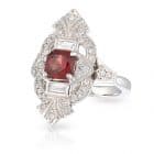 Red Spinel Art Deco Ring