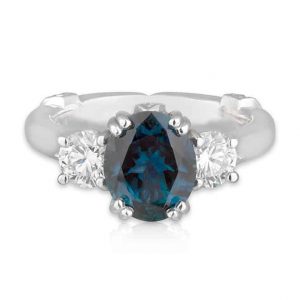 Oval Blue Sapphire & Diamond Engagement Ring