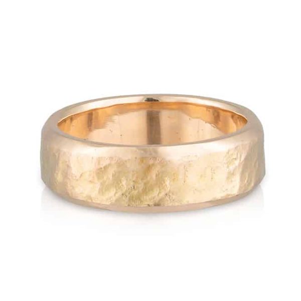 Gents Wedder Yellow Gold Hammer Ring