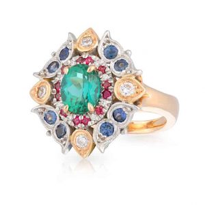 Fruit Salad Mint Tourmaline Ring