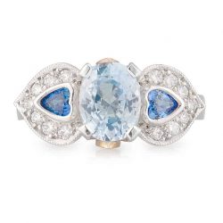 Aquamarine Blue Heart Ring