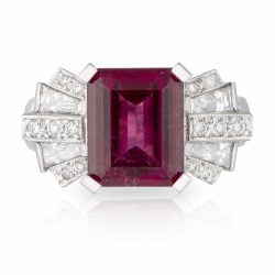 Rubellite Tourmaline Diamond Ring