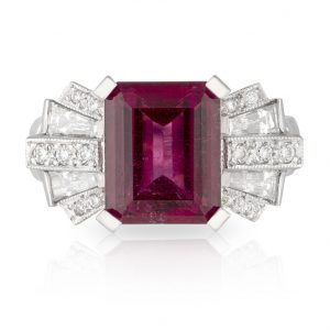 Rubellite Tourmaline Diamond Ring
