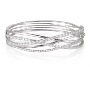 White Gold Diamond Twist Bangle