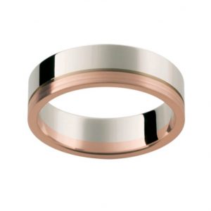 Gents White & Rose Gold Wedding Band