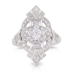 Princess Diamond with Art Deco Diamond Halo