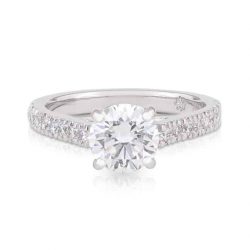 Diamond Round Brilliant 4 Claw Diamond Shoulder Engagement Ring