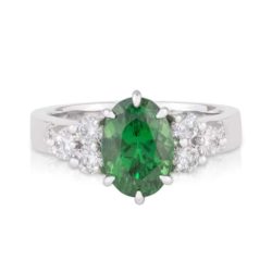 Oval Tsavorite Garnet Diamond Dress Ring