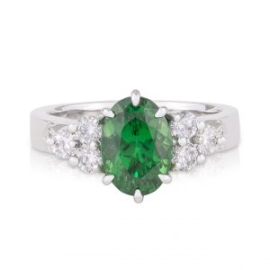 Oval Tsavorite Garnet Diamond Dress Ring