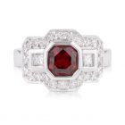 Red Spinel Diamond Engagement Ring