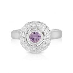 Round Pink Sapphire and Diamond Ring