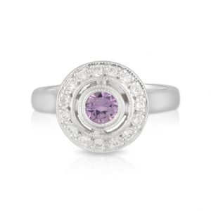 Round Pink Sapphire and Diamond Ring
