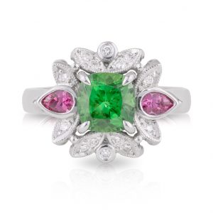 Tsavorite Garnet Pink Spinel Ring
