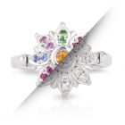 Spinning Engagement Ring with Coloured Gems and Diamonds