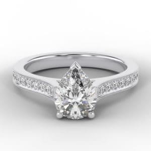 Pear Diamond with Diamond Shoulders Engagement Ring