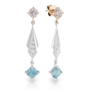 Morganite Blue Zircon and Diamond Earrings
