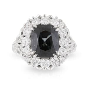 Spinel with Art Deco Style Halo and Fleur de Lis style basket Ring