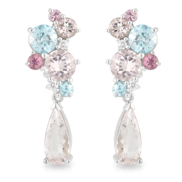 Pink Blue Bubble Earrings Morganite Drop