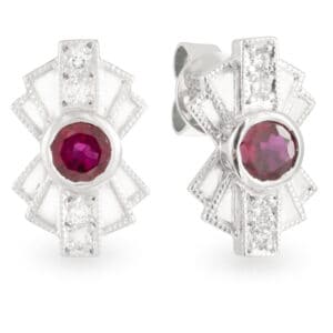 Hazel Mini Sunrise Ruby and Diamond Earrings