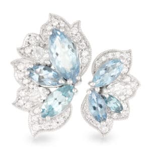 'Angelique' Aquamarine, Blue Zircon and Diamond Ring