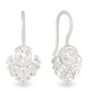 'Hazel' 9ct White Gold Diamond Scalloped Fringe Drop Earrings