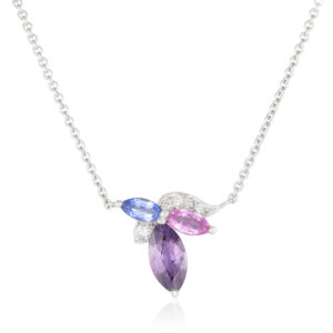 Angelique Astrid Pendant - 18ct White Gold Sapphire Tanzanite and Diamond