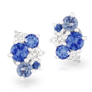 9ct White Gold Blue Mini Bubble Earrings