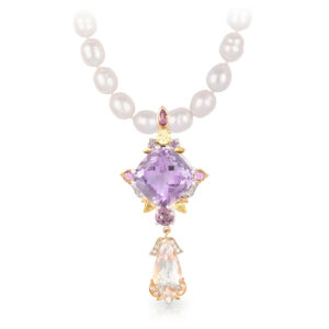 Lemons and Peonies Enhancer- 18ct White and Rose Gold Amethyst Morganite Sapphire Spinel and Diamond