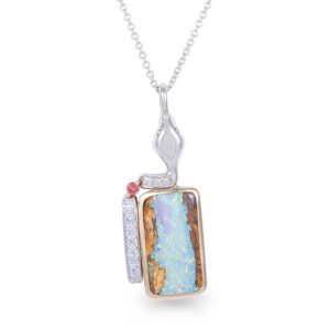 Circle of Life Pendant - 18ct Yellow and White Gold Boulder Opal Spinel and Diamonds