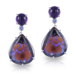Cab Amethyst Opal Earrings