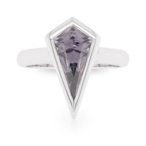 18ct White Gold Kite shaped Grey Spinel Ring