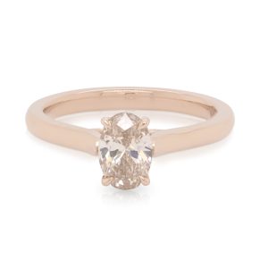18ct Rose Gold Oval 0.71ct C3/VS2 4 Claw Solitaire Set Diamond Engagement Ring