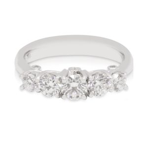 18ct White Gold 5 Stone graduating Diamond Ring. TDW 0.83ct.